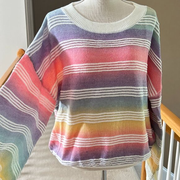 SHEIN Curve Plus EZ Wear Striped Pattern Ombre Drop Shoulder Sweater Size 2x - Picture 3 of 7